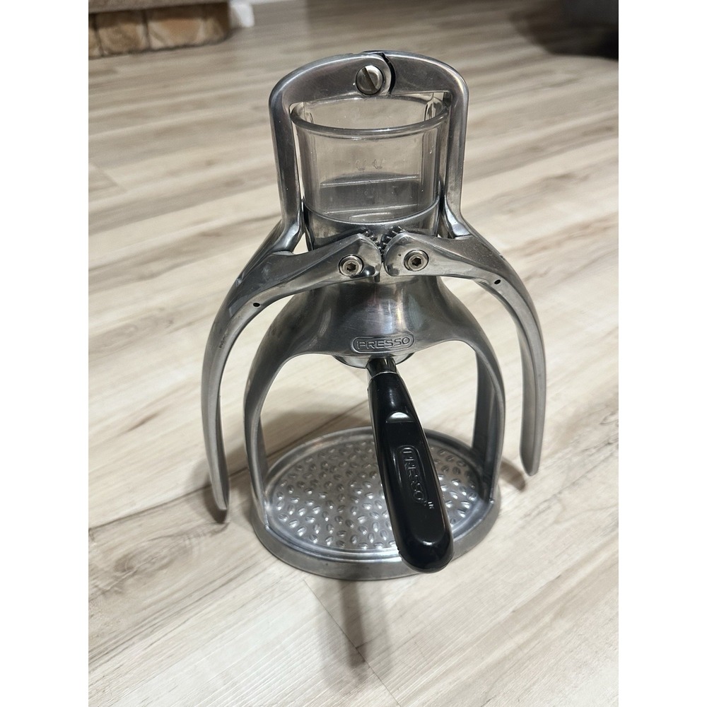 ROK Presso Manual Espresso Coffee Press Maker Silver Cast Aluminum Vtg England